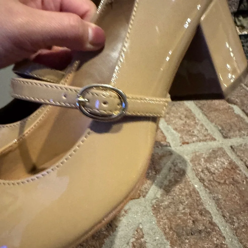 Nordstrom Rack Jackie Cap Toe Mary Jane Pump Patent Light Brown, Tan Size 8M 422